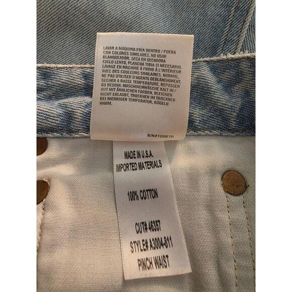 AGOLDE Skirt Womens 24 Blue Denim Mini Asymmetrical Distressed Frayed - Picture 7 of 7